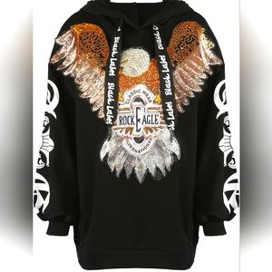 NWT Black Label Rock Eagle Blinged Out Hoodie One Size Fits All (3XL)